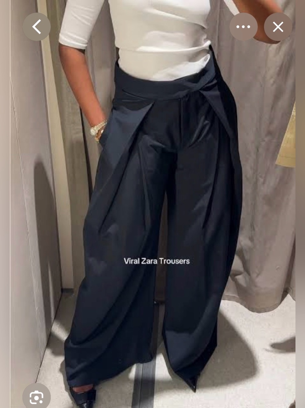🔥🔥Zara Navy Blue Wide-Leg Pleated Trousers with High Waist